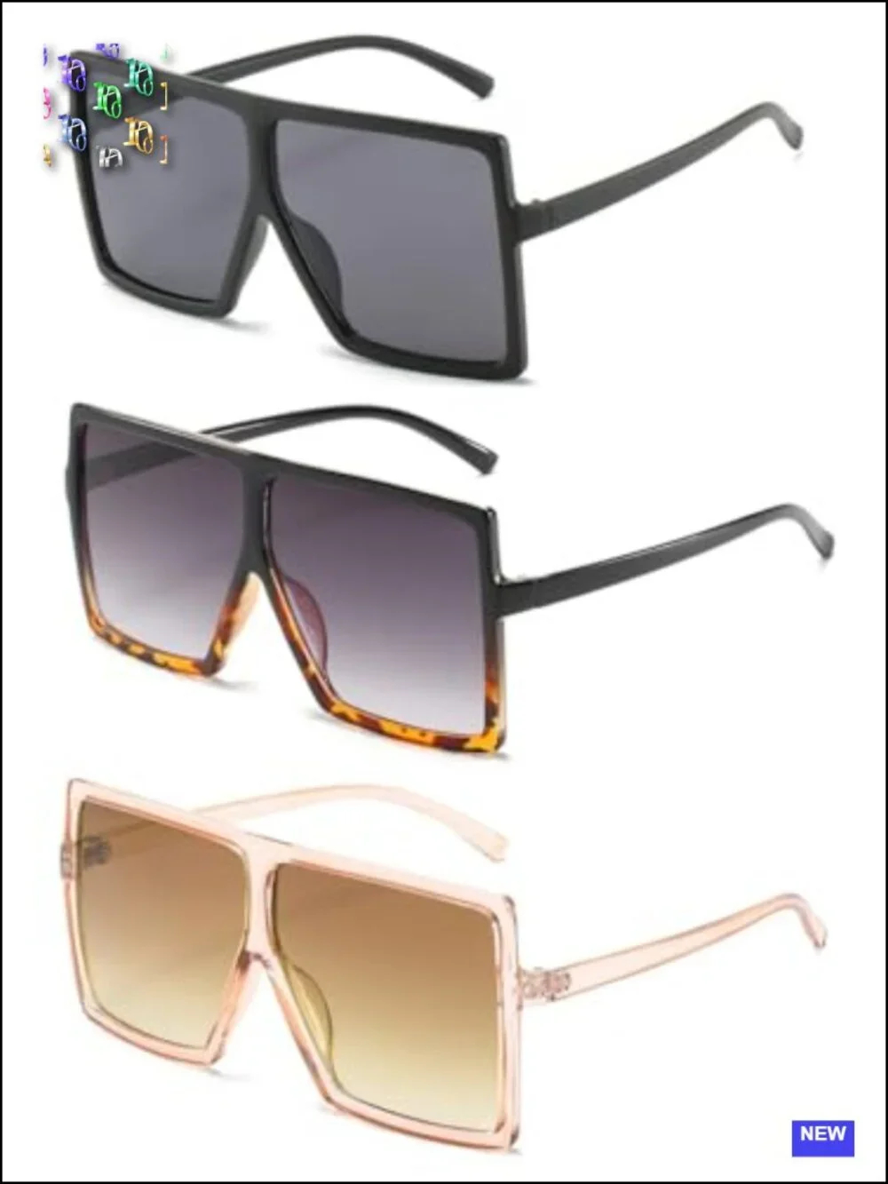 Oversized Square Sunglasses UV Protection Flat Top Fashion Shades Unisex